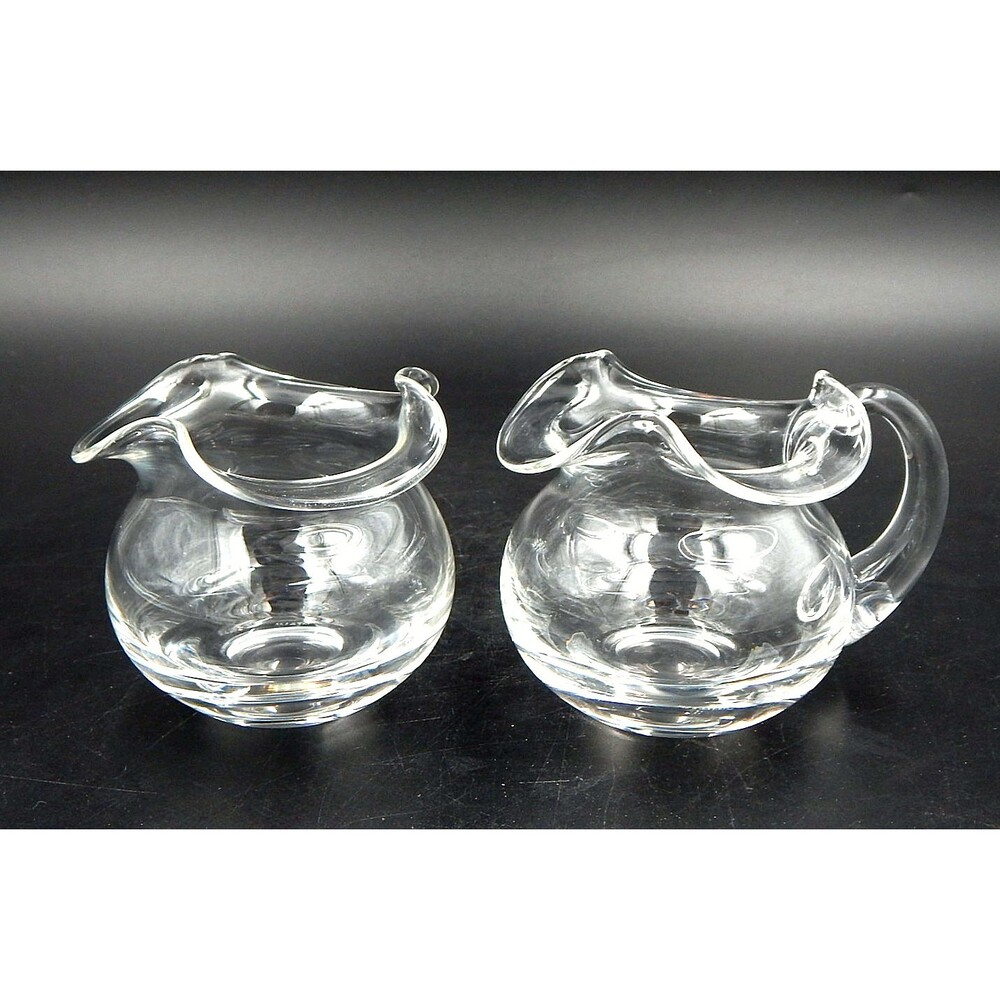 Tiffany & Co. Crystal Cream Sugar Set Devon Ruffled Signed